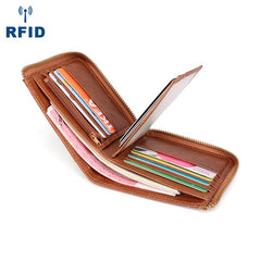 Cool Brown Small Zipper MENS LEATHER Brown Bifold Wallet SLIM billfold Brown Wallet FOR MEN - imessengerbags