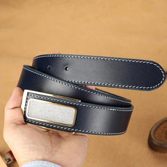 Handmade Mens Dark Blue Leather Leather Belts PERSONALIZED Leather Buckle Belt for Men