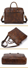 Vintage Leather Mens Briefcase Postman Bag 14inch Laptop Bag Handbag Work Bag For Men - imessengerbags