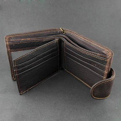 Badass Coffee Star Leather Men's Trifold Small Biker Wallet Chain Wallet Wallet with chain For Men - imessengerbags