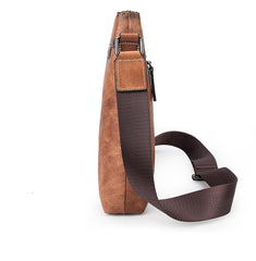Brown  LEATHER MEN'S Small Side bag Square MESSENGER BAG Tan Square Courier Bag FOR MEN - imessengerbags