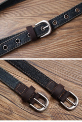 Vintage BLue Women Denim Slim Belts Denim Blue Belts Vintage Belts For Women