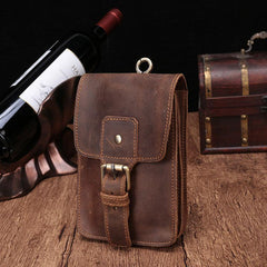 Cool Brown Leather Men's Belt Pouch Cell Phone Holster Small Belt Bag Waist Bag For Men - imessengerbags