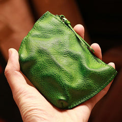 Vintage Slim Coffee Leather Mens Coin Wallet Zipper Coin Holder Change Pouch For Men - imessengerbags