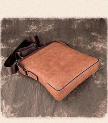 Vintage Coffee LEATHER MEN'S Small Side bag Brown Vertical Phone Bag MESSENGER BAG Courier Bag FOR MEN