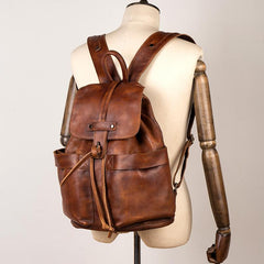 Cool Brown Mens Leather 15inchs Laptop Backpacks Travel Backpacks School Backpacks for men - imessengerbags