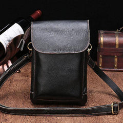 Cool Dark Brown Leather Mens Belt Pouch Small Side Bag Belt Bag For Men