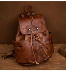 Cool Brown Mens Leather 15inchs Laptop Backpacks Travel Backpacks School Backpacks for men - imessengerbags