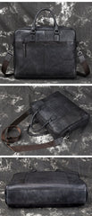 Vintage Leather Mens Briefcase Postman Bag 14inch Laptop Bag Handbag Work Bag For Men - imessengerbags