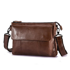 Oil Wax Leather Mens Brown Small Messenger Bag Postman Bag Courier Bag Shoulder Bag for Men