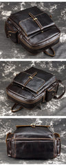 Oil Waxed Leather Mens 13inch Laptop Backpack School Backpack Travel Backpack for Men - imessengerbags