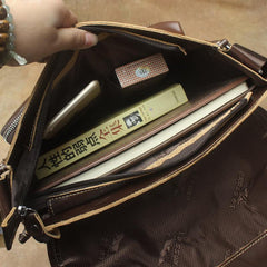 Oil Waxed Brown Leather Men's Small Messenger Bag Coffee Small Side Bag For Men - imessengerbags