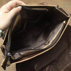 Oil Waxed Brown Leather Men's Small Messenger Bag Coffee Small Side Bag For Men - imessengerbags