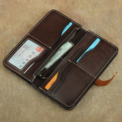 Handmade Womens Leather Long Wallet Bifold Long Wallets Card Wallet Clutch Wallet for Ladies - imessengerbags
