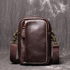 Mens Brown Leather Mini Messenger Bag Black Men's Phone Side Bag Mini Phone Bag Courier Bag For Men