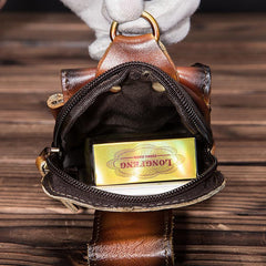 Oiled Brown Leather Cell Phone Retro Belt Pouch for Men Waist Bags BELT BAG For Men - imessengerbags