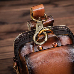 Oiled Brown Leather Cell Phone Retro Belt Pouch for Men Waist Bags BELT BAG For Men - imessengerbags