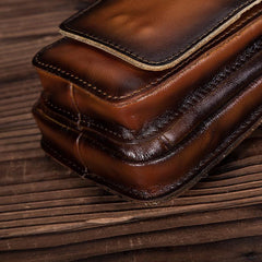 Oiled Brown Leather Cell Phone Retro Belt Pouch for Men Waist Bags BELT BAG For Men - imessengerbags