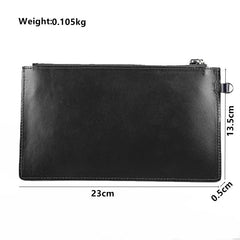 Oiled Leather Men's Yellow Ultra Slim Wristlet Wallet Zipper Multiple Purse Wallet Phone Bag For Men