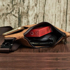 Cool Leather Brown Men's Sling Bag Chest Bag Black Crossbody Backpack For Men - imessengerbags