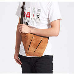 Cool Leather Brown Men's Sling Bag Chest Bag Black Crossbody Backpack For Men - imessengerbags