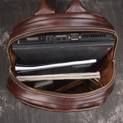 Vintage Leather Brown Men's Backpack Computer Backpack College Backpack For Men - imessengerbags