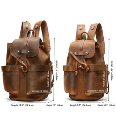 Vintage Leather Men's Barrel Backpack Travel Backpack Brown College Backpack For Men - imessengerbags