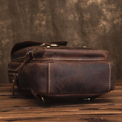 Cool Brown Leather Men's Sling Bag Chest Bag Brown One Shoulder Backpack For Men - imessengerbags