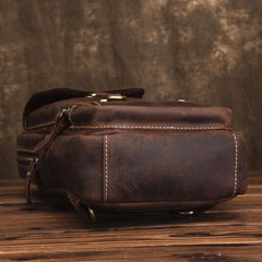 Cool Brown Leather Men's Sling Bag Chest Bag Brown One Shoulder Backpack For Men