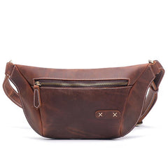 Vintage Brown Leather Men's Fanny Pack Hip Pack Waist Bag For Men - imessengerbags