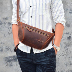 Vintage Brown Leather Men's Fanny Pack Hip Pack Waist Bag For Men - imessengerbags