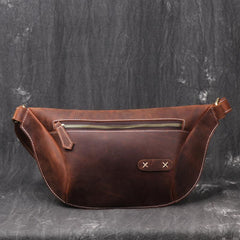Vintage Brown Leather Men's Fanny Pack Hip Pack Waist Bag For Men - imessengerbags