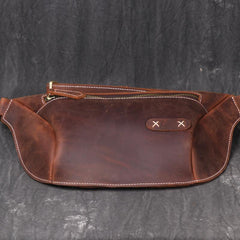 Vintage Brown Leather Men's Fanny Pack Hip Pack Waist Bag For Men - imessengerbags