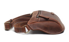 Vintage Brown Leather Men's Fanny Pack Hip Pack Waist Bag For Men - imessengerbags