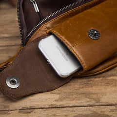 Vintage Brown Leather Men's Fanny Packs Hip Pack Waist Bag For Men - imessengerbags