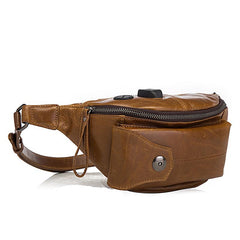 Vintage Brown Leather Men's Fanny Packs Hip Pack Waist Bag For Men - imessengerbags