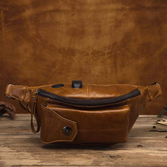 Vintage Brown Leather Men's Fanny Packs Hip Pack Waist Bag For Men - imessengerbags