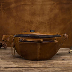 Vintage Brown Leather Men's Fanny Packs Hip Pack Waist Bag For Men - imessengerbags