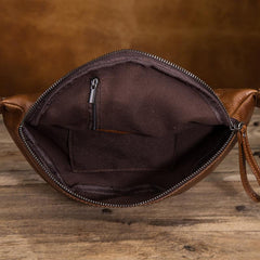 Vintage Brown Leather Men's Fanny Packs Hip Pack Waist Bag For Men