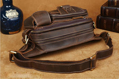 Vintage Large Brown Leather Men's Fanny Pack Brown Waist Bag Hip Pack For Men - imessengerbags