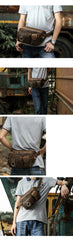 Vintage Large Brown Leather Men's Fanny Pack Brown Waist Bag Hip Pack For Men - imessengerbags