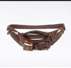 Vintage Brown Leather Men's Waist Bag Fanny Pack Hip Pack For Men - imessengerbags