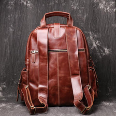 Cool Leather Mens 15inch Computer Bag Satchel Backpacks Travel Backpack Backpack for Men - imessengerbags