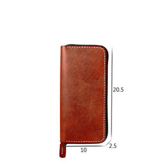 Cool Leather Mens Black Long Wallet Brown Handmade Zipper Wallet Long Wallet For Men - imessengerbags
