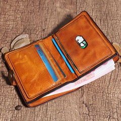 Pleated Leather Mens Vertical Black billfold Wallet Men Brown Small Bifold Wallets for Men