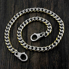 18'' SOLID STAINLESS STEEL BIKER SILVER GOLD WALLET CHAIN LONG PANTS CHAIN Jeans Chain Jean Chain FOR MEN - imessengerbags