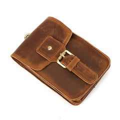 Vintage Brown Leather Men's Belt Pouch Cell Phone Holster Belt Bag For Men - imessengerbags