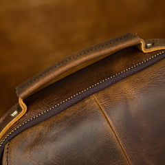 Vintage Brown Leather Mens Small Vertical Side Bags Shoulder Bags Messenger Bag For Men - imessengerbags