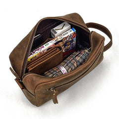 Portable Retro Mens Leather Zipper Clutch Purse Bag Clutch Bag For Men