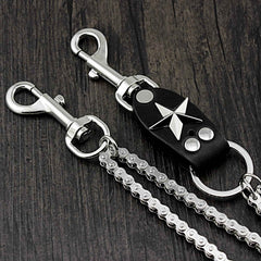 Star SILVER STAINLESS STEEL MENS Double CHAIN PANTS CHAIN WALLET CHAIN BIKER WALLET CHAIN FOR MEN - imessengerbags